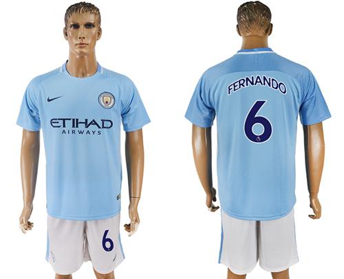 Manchester City #6 Fernando Home Soccer Club Jersey - Click Image to Close